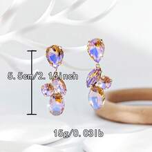 1 Pair Women's Teardrop Shaped Colorful Floral Diamond Earrings Suitable For Going Out (Card For Reference Only, Random Card) - Multicolor - View 3