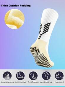 10 Pairs Men's Soccer Socks - Non-Slip Grip, Anti-Slip Cushioning Sports Socks, Suitable For Soccer, Training And Gym - Multicolor - View 3
