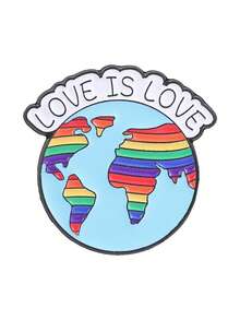 1件/套 彩虹驕傲系列金屬胸針 LOVE IS LOVE 地球愛心電池字母琺瑯別針 背蓋裝飾徽章 - 彩色 - 查看 12
