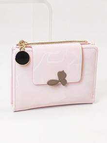 New Ladies Short Folding Wallet, Soft PU Zipper Multi-Function Large-Capacity Card Clip Coin Purse, Exquisite Fashion Simple Casual Walle - Baby Pink - View 6