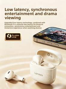 Lenovo EA166 藍牙耳機 HD 音質 智慧清晰通話 IPX5 防水 低延遲 運動音樂入耳式耳機 環繞立體聲 降噪無線耳機 - 月岩白 - 查看 5