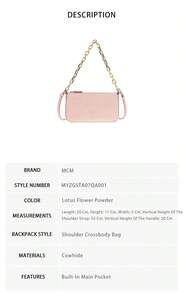 Mcm Aren Series Women's Shoulder Crossbody Handbag MYZGSTA07QA001 - Lotus Powder MYZGSTA07QA001 - View 8