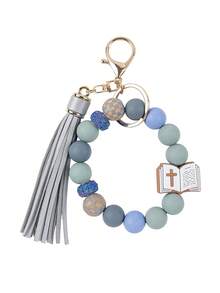 1 Count Christian Bible Cross Keychain, Mother's Day Gift For Mom, Faith Beaded Wristlet Keychain, Religious Boho Bag Charm, - 2708 - View 16