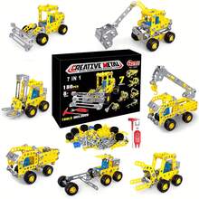 Puzzle Truk 3D Proyek STEM Kendaraan Konstruksi Ekskavator Puzzle Logam 3D Kit Bangunan Kendaraan Mainan Puzzle 3D Hadiah Ulang Tahun Anak - Kuning - View 7