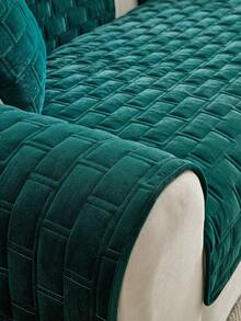1pc Geometric 3D Solid Color Dutch Velvet Quilted Sofa Cushion, Minimalist Style, Non-Slip Back, Pet Friendly, Soft Multi-Functional Dirt-Resistant Dust-Proof, Holiday Decor Sofa Cushion, Backrest Cover Armrest Cover Universal, All-Season Sofa Cover - Green - View 7