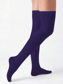 1 Pair Multi-Color Velvet Over-The-Knee High Socks, Fashion & Versatile, Spring And Autumn, Y2k, Cozy - Multicolor - View 36