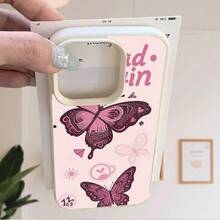 [24h Shipping From DE/FR/ES]Apple 17 16 15 Promax  21 22 23 24 25 26 Ultra Galaxy Phone Case: For 17 Pro Max Ivory White Lychee Texture With Large Hole, Modern INS Style Creative Butterfly Pattern 2D Flat Design.Also For 11/12 Pro Max/13/14 Pro/15 Plus/16 Pro Max/7/X/XR/XS Max.A Stylish Phone Case, The Perfect Gift For Friends, Wives, And Husbands - 1 Piece Of Picture Color - View 4