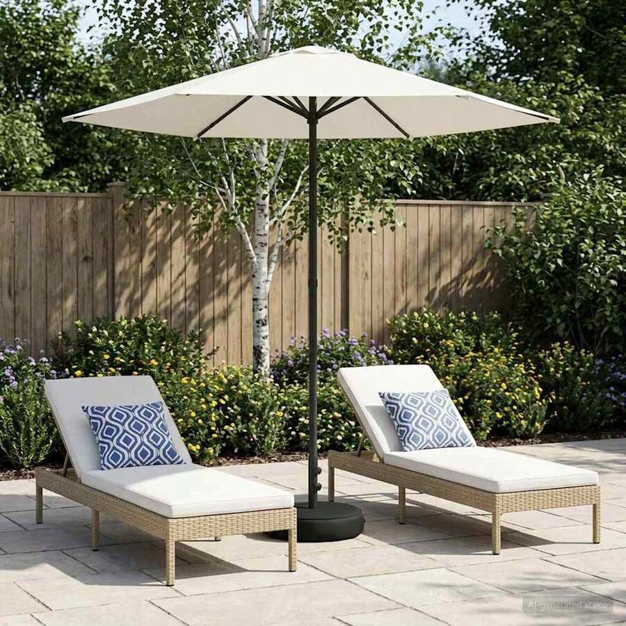 Crema Poliester Parasol de Jardin 230 x 230 cm Proteccion UV Proteccion Lluvia Manivela Jardin Terraza Balcon Patio Zona Exterior Proteccion Solar Terraza Balcon Jardin Patio Zona Exterior Proteccion UV Sombra Cortavientos Proteccion Lluvia Exterior Camping - B - Ver 1