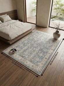 1pc Persian Floral Light Blue Distressed Living Room Rug, Suitable For Kitchen, Dining Room, Bedroom, Room Holiday Decor, Indoor/Outdoor, Office, Lobby, Non-Slip Doormat, Bathroom Rug, Hallway, Study Gaming Area Rug - Dusty Blue - View 19