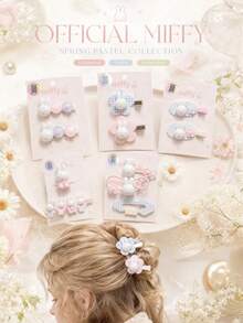 MIFFY Official Cute Kawaii Cream Style Rabbit Hair Clip, Pearl Flower No Trace Bang Side Barrette, Sweet Girly Versatile Hair Accessory For Women Girls, 2026 Viral Tk Ins Daily Hairstyle Decor Lovely Gift Limited Edition - Hair Clip - View 2