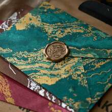10 pièces, Ensemble d'enveloppes dorées vintage, papeterie de style artistique manuscrit pour petit ami et petite amie, comprend 10 enveloppes (motif aléatoire), parfait pour toute occasion - Ensembles - Voir 3