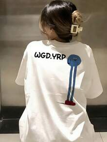 Women's Fashion Summer Loose Cartoon Print Short Sleeve T-Shirt Casual White - White - View 3