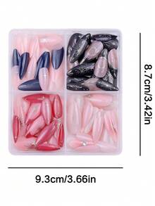 96Pcs 4 Styles Medium Almond Witchy Celestial Press On Nails Graduation Prom Fake Gel Nails Set, Printed Nail Stickers With Moon Star Gold Foil Glitter Gradient Rhinestone Night Sky French Tip, Reusable Manicure Kit With Jelly Gel Nail File For Women - Multicolor - View 4