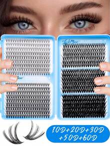Fengxiu Eyelash 720/1440pcsDramatic D-Curl 9-16MM Mix,10D-80D, DIY Extension Lashes Eyelashes Book, Big Volume Soft, Individual Cluster Lashes, As Needed Create A Fluffy Natural Wispy,Suitable For Daily, Wedding, Party, Carnival, Music Festival And Other Occasions - D - View 10