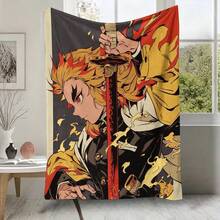 Flame Hashira Rengoku Kyojuro Flannel Blanket Demon Slayer Anime Character Plush Throw Blanket For Couch Bedroom Travel - Colour 1 - View 1