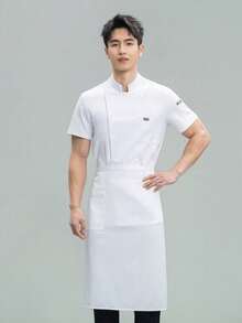 New Chef Uniform Short Sleeve Premium White Breathable Mesh Unisex High-End Hotel Kitchen Western Restaurant Fast Food BBQ Bakery Coffee Shop Apparel - White - View 5