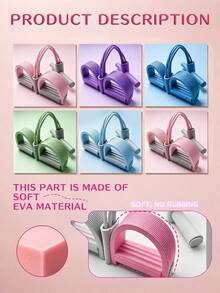 This New Contrast Color Foot Resistance Band, 4-Tube Yoga Assist Rope, Sit-Up Training Leg Stretching Band, Yoga Mat Hand Resistance Band Elastic Rope, Suitable For Abdominal Muscle And Arm Fitness, Suitable For Various Occasions, Super Convenient To Use Anytime, Anywhere, Is An Excellent Gift For Valentine's Day, Christmas, And Ramadan. - Multicolor - View 5