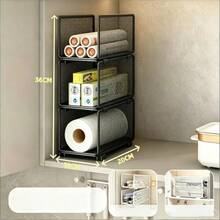 1pc Large Capacity Stackable Coated Metal Storage Rack, Rust-Proof Ventilated No-Assembly Storage Shelf, White Rectangular Mesh Divider Rack, Kitchen Pantry Cabinet Vertical Organizer, Suitable For Housewarming Gift, Daily Home Use, All Seasons - View 16
