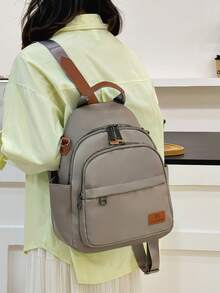Nueva bolsa de cuna de moda de gran capacidad, mochila de unicolor, bolsa de almacenamiento multifuncional, bolsa de viaje para mamá, bolsa de hombro, - Multicolor - Ver 8