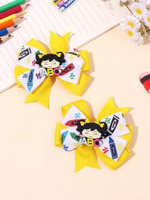 6/2pcs Colorful Back To School Hair Bows,Pencil Apple Litter Girl Bow Hair Clips,Fabric Alligator Clips Cute Hair Accessories For Girls Gifts School - Multicolor - View 6