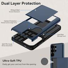 卡槽錢包手機殼，防震保護套，適用 Galaxy S23 S22 S21 S20 S24 S25 FE S24 Ultra Plus A55 A56 A36 A16 A17 - 藍色 - 查看 7