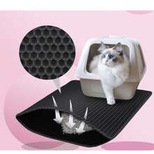 1pc Upgraded Honeycomb Cat Litter Mat, Urine-Proof Waterproof Scratch-Resistant Litter Collection Mat, Washable Foldable Floor Protector, Suitable For Multi-Cat Households And Pet Care Back To School Season - Black - View 5