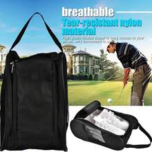 Travel Shoe Organizer Bag Portable Breathable Sneaker Pouch With Carry Handle For Gym Camping Luggage Closet Storage - Black - View 4