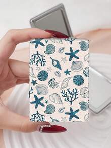 1 pezzo Specchio da toeletta portatile serie Y2K, specchio a mano pieghevole leggero e ultra sottile, in pelle PU durevole, adatto a tutte le persone e per molteplici occasioni, specchio da tasca rettangolare con stampa di leopardo cartone animato, stella marina, conchiglia, fiocco e motivo a stella, raffinato e delicato, struttura pieghevole, durevole e affidabile, resistente alle cadute, comodo da trasportare, specchio da trucco portatile con coperchio ribaltabile a 180°, multifunzionale - Multicolore - Visualizzare 10