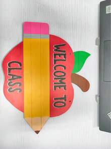 1件雙面印刷鉛筆造型開學/畢業看板，幼兒園/學前班開學黑板正反面，返校季 - 彩色 - 查看 12
