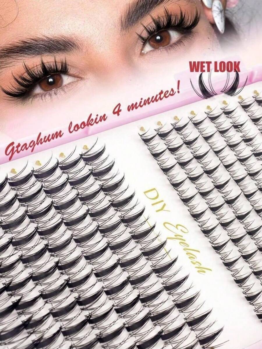 LIMEIKAI 320pcs Fairy Style False Eyelashes Set, Cartoon Style Thick False Eyelash Clusters, Ultra-Thin False Eyelash Strips, Natural Makeup Effect False Eyelashes Set, False Eyelash Clusters, False Eyelash Extensions, DIY Single False Eyelash Clusters, Waterproof Natural False Eyelash Clusters, Invisible Tape (Fairy Style, 8-16pcs Mixed Pack)