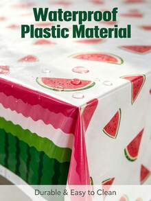 2Pcs/ 3Pcs Summer Watermelon Rectangle Party Tablecloth, 130*220cm Melon Decorative Plastic Table Cloth Dining Table Cover, Party Table Cloth Watermelon Theme Tablecloth Watermelon Birthday Party Supplies Plastic Fruit Party Decor 86 X 51 Inch - Watermelon - View 5