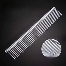 1pc Heavy Duty Professional Cat & Dog Universal Comb - Stainless Steel Dense Tooth Design, Suitable For Long, Thick Curly Or Straight Hair - Friction-Reducing Design, Ideal For Professional And Home Use - Perfect Choice For Pomeranian, Samoyed, Afghan Hound - Durable Pet Grooming Tool, Comfortable Handle Comb, Suitable For Deshedding And Trimming - Silver - View 6
