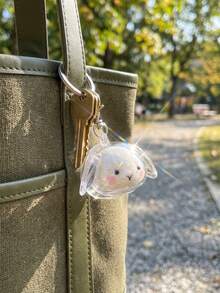 Bunny Pet Hair Keepsake Keychain, Transparent Rabbit Fur Storage Bottle With Clip, Cute Animal Memorial Pendant, Pet Hair Collection Charm Gift For Cat Dog Rabbit Lovers - White - View 2