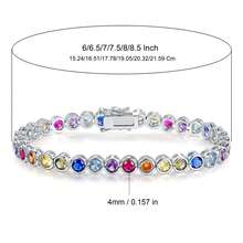 2pcs/Set 18K White Gold Plated Jewelry Set, 4mm Round Bezel Colorful Cubic Zirconia Tennis Bracelet And 6mm Stud Earrings, Women's Style, Suitable For Wedding Anniversary - White - View 9