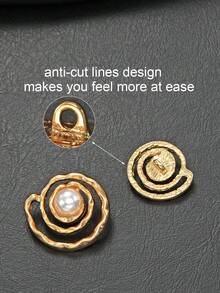10pcs Spiral Swirl Faux Pearl Metal Buttons, Mixed Gold & Silver Tone Asymmetrical Size Wavy Edge Decorative Buttons, Suitable For Shirts, Dresses, Sewing Accessories - Multicolor - View 6