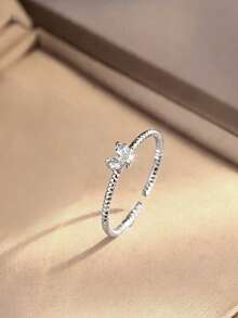1pc S925 Sterling Silver Ins Style Heart Twisted Thin Ring, Minimalist Gentle Vibe Accessory For Women, Suitable For Commute And Date, Romantic Niche Gift For Best Friend And Girlfriend - Heart - View 8