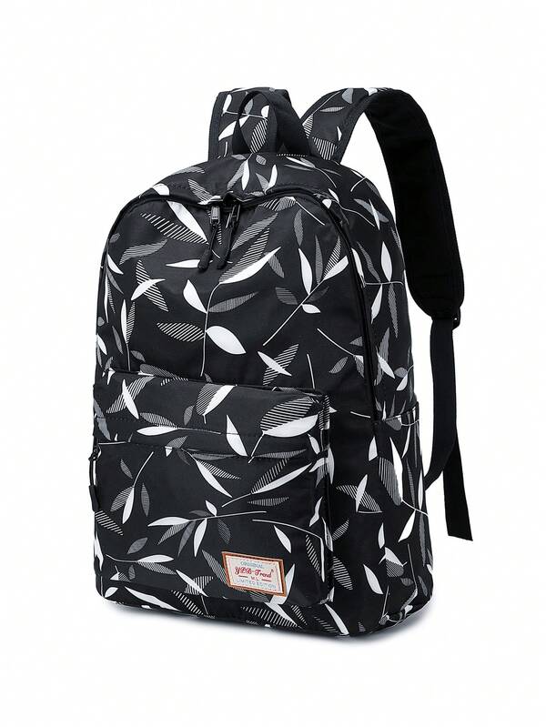 Fashionable Middle School Student Backpack, Teenager Boys And Girls Student Backpack, Floral Pattern Laptop Bag, Travel Backpack - Perfect For Outdoor Travel And Back To School, Student Backpack, Black Backpack, Suitable For Teen Girls' College Style Casual Middle School Backpack, Black.