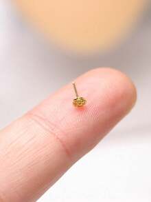 1pc Gold Rose Nose Stud/Nose Ring, Delicate Minimalist Mini Floral Nose Ring, Suitable For Daily Wear Body Piercing Jewelry - Nose Piercing - View 2
