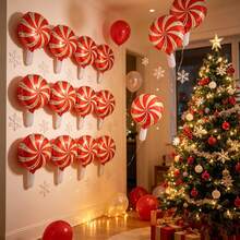 Round Windmill Candy Shaped Foil Balloon, Christmas Party, New Year Celebration, Home Decor, Photo Prop - Multicolor - View 7