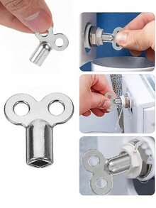 1/5件耐用鋅合金暖氣排氣鑰匙 | 適用於HVAC閥門 | 高品質，採用歐盟標準連接螺紋 | 管道維護、中性配合、通風鑰匙的理想選擇 - 銀色 - 查看 1