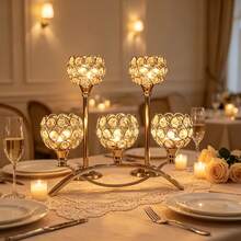 Candelabro de vela de hierro dorado/plateado, ideal para decoración del hogar, bodas, fiestas, aniversarios, Halloween, Navidad, vacaciones, invierno, decoración romántica, cumpleaños, regalos de graduación y talla grande ocasiones. - Multicolor - Ver 8