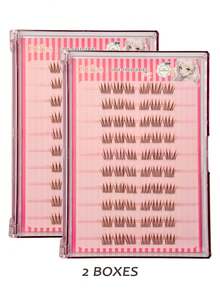 Asiteo 60/120/180pcs C Curl Brown Natural Korean Idol Mocha Self-Adhesive False Eyelashes, No Glue Needed, Suitable For Beginners, Camera-Ready Eye-Catching Pre-Glued False Eyelashes, Natural Thin Single Cluster False Eyelashes, Create K-Pop Idol Makeup Look - C - 查看 7