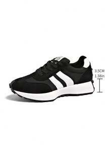 Women's Flat Casual Sports Shoes, Retro Lace-Up Shoes, Lightweight Minimalist Fitness Walking Sneakers, Suitable For All Seasons - Black - View 7