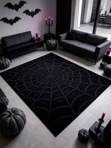 1pc Black Spider Web Pattern Doormat, Rug, Home Decor, Area Rug, Outdoor Mat, Bedroom Carpet, Washable Carpet, Halloween Gift - Multicolor - View 1