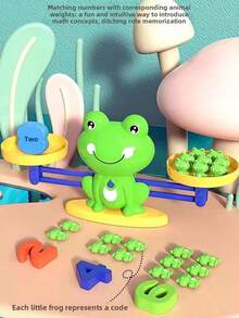 Frog Balance Scale Math Educational Toy, Toddler Number Recognition Addition & Subtraction Arithmetic Learning Tool, 3-Level Difficulty Challenge Cards, Hand-Eye Coordination & Balance Perception Training, Children's Desktop Game - Multicolor - View 7