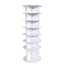 Rotating Shoe Tower With 7 Levels – 360° Rotating Shoe Rack, Freestanding, Space-Saving For Up To 28 Pairs Of Shoes, Height Base For Boots, White (60 * 60 * 184 Cm) - 白色 - 查看 8