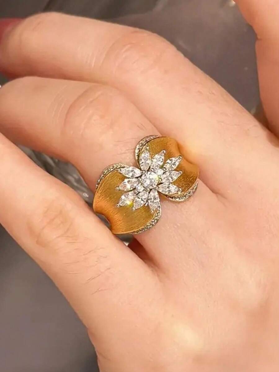 1pc Elegant Cubic Zirconia Ring, Suitable For Women To Wear, Suitable For Wedding, Engagement, Anniversary Party, Valentine's Day Gift - 1# - View 1