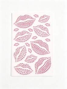 1pc Red Lip Print Rhinestone Sticker, Shiny Valentine's Day Temporary Face & Body Decoration, Sexy Synthetic Gemstone Lip Design Suitable For Party, Event, Photo, Party Accessories, Event Makeup, Bold Lip Shape Design, Glitter Effect, Rhinestone Embellishment, Suitable For Makeup, Eyes, Hair, Body, Carnival Accessories - A - View 12