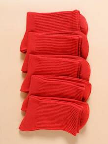 1/6/12 Pairs Unisex Red Casual Socks, Anti-Slip Breathable Comfortable Daily Socks, Suitable For Sports And Daily Wear, Also As Graduation Season Gift - Red - View 6