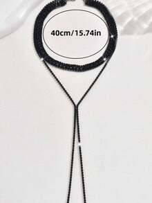 1pc Gothic Style Y-Shaped Long Tassel Multi-Layer Necklace, Women's Fashion Party Accessory, Suitable For Daily Wear - Layered Tassel Necklace - View 7